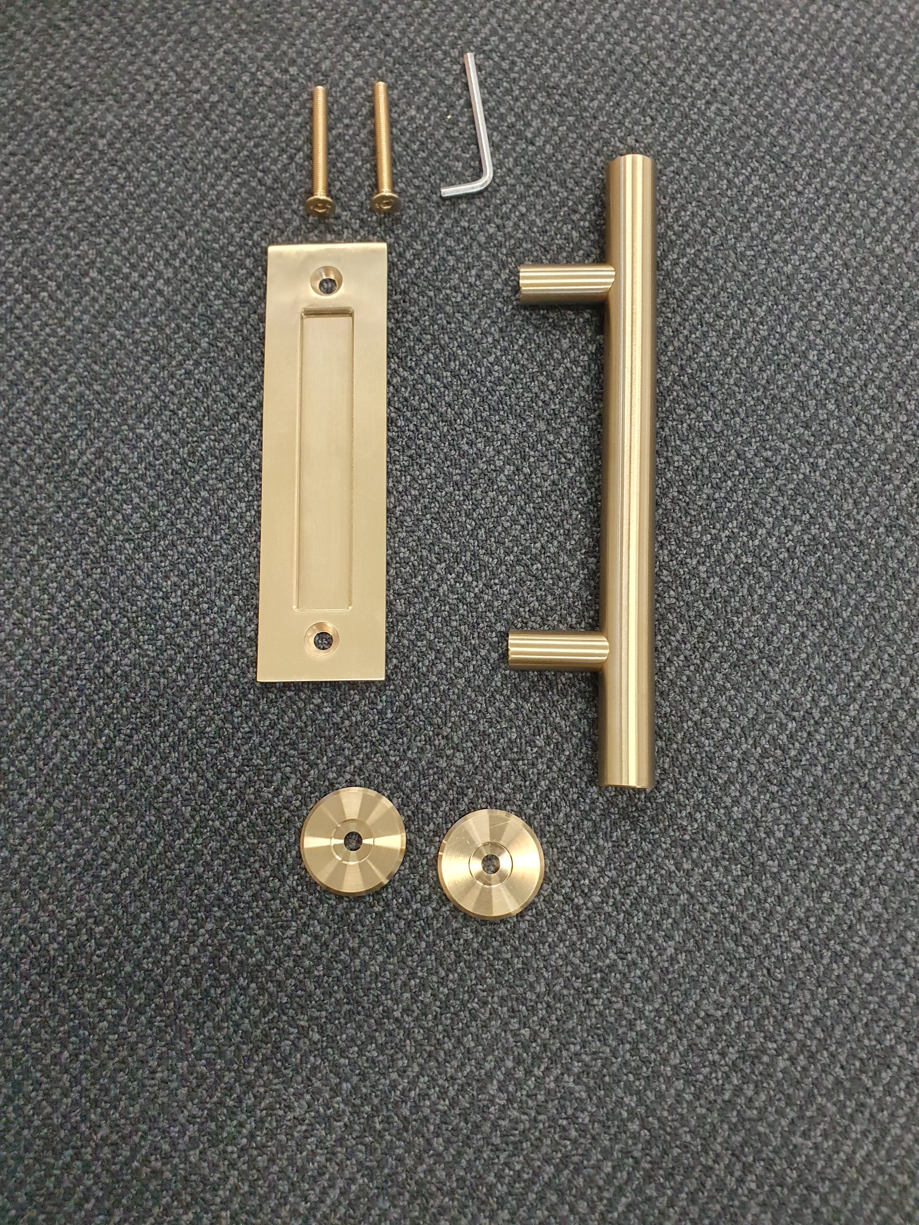 Barn Door Round Handle 300mm Satin Gold