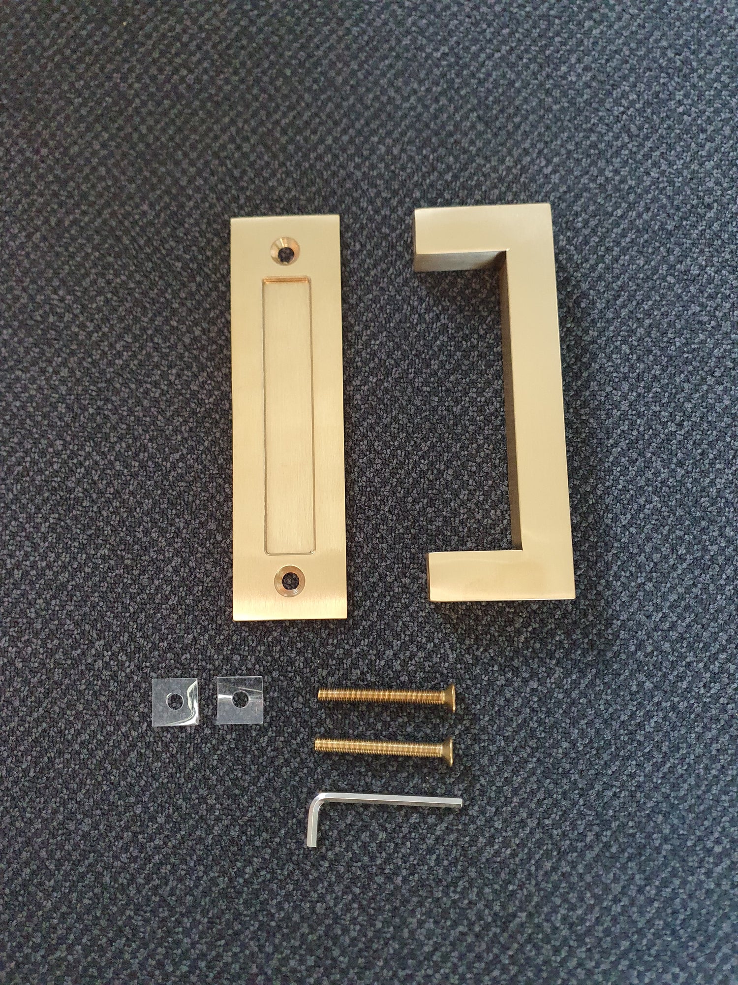 Barn Door Square Handle 200mm Satin Gold