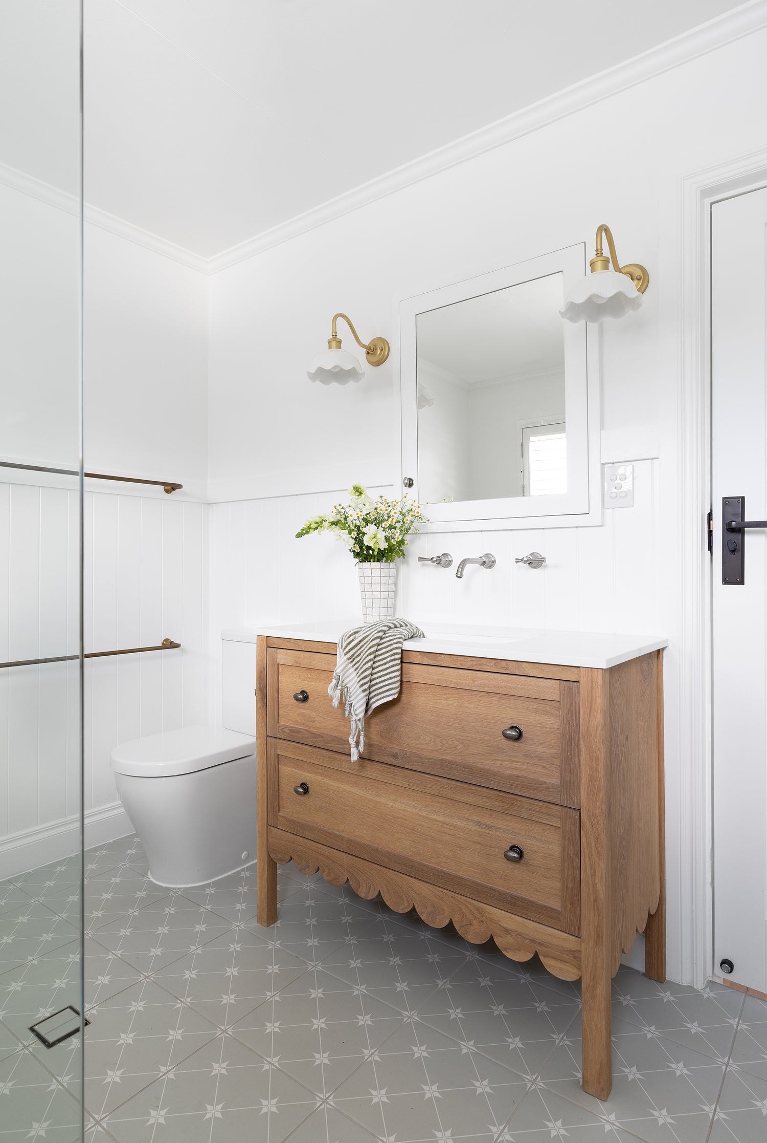 Oak Scalloped Vanity