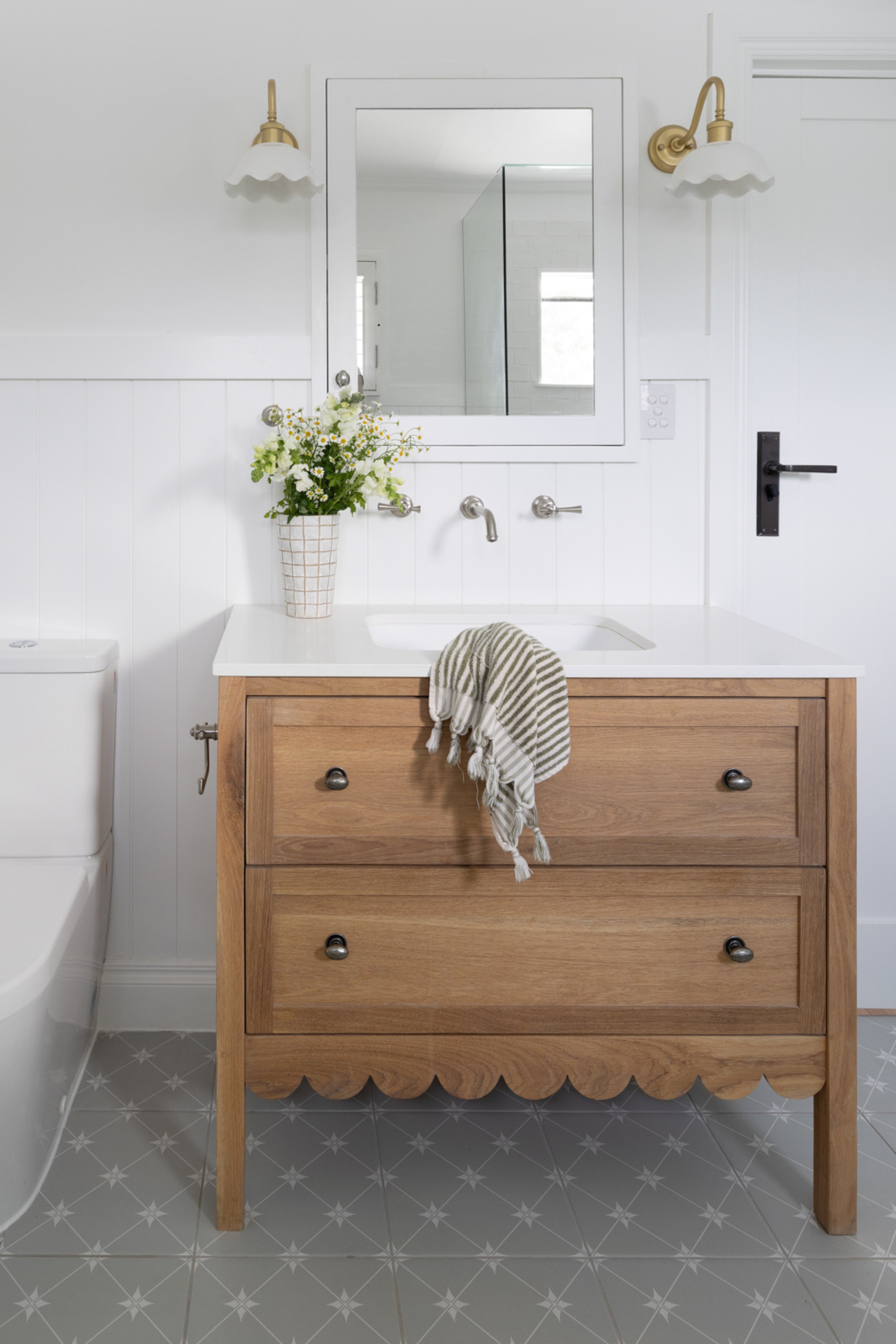 Oak Scalloped Vanity